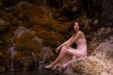 beautiful girl in fairy fast forest. Autumn.