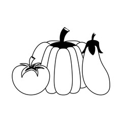 Vegetables healthy food in black and white