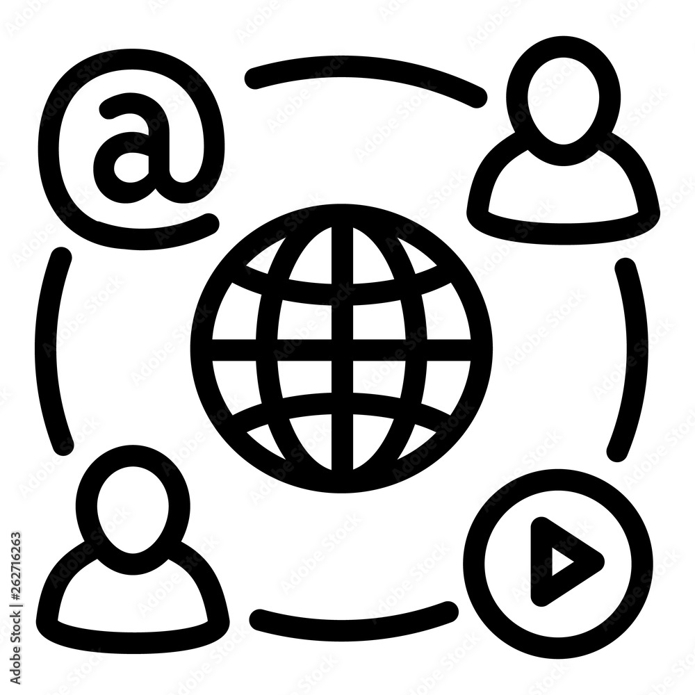 Poster social networks icon. outline social networks vector icon for web design isolated on white backgroun