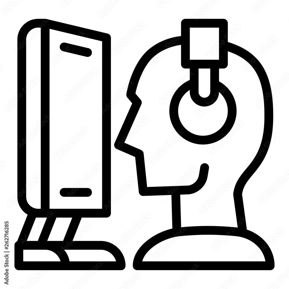Poster user and computer icon. outline user and computer vector icon for web design isolated on white backg