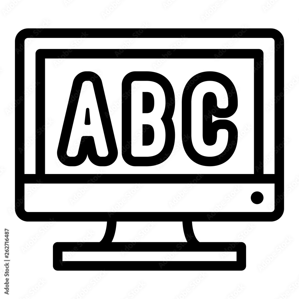 Poster letters on the monitor icon. outline letters on the monitor vector icon for web design isolated on w