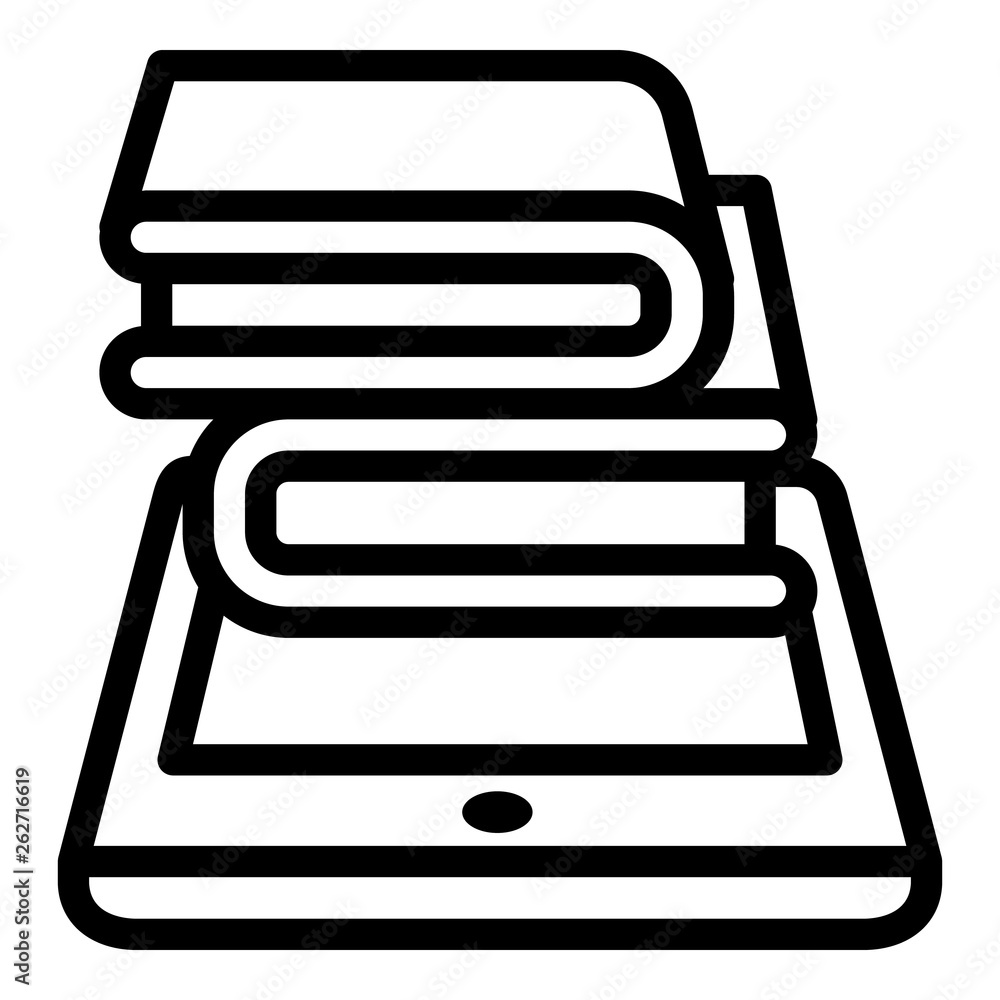 Poster stack of books on a smartphone icon. outline stack of books on a smartphone vector icon for web desi