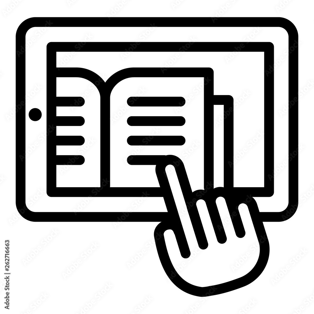 Poster reading from the tablet icon. outline reading from the tablet vector icon for web design isolated on