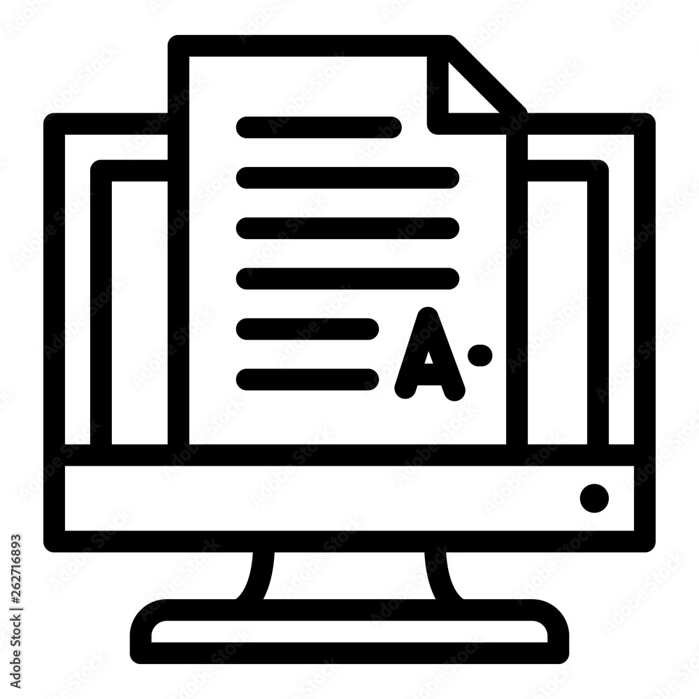 Poster document on screen icon. outline document on screen vector icon for web design isolated on white bac
