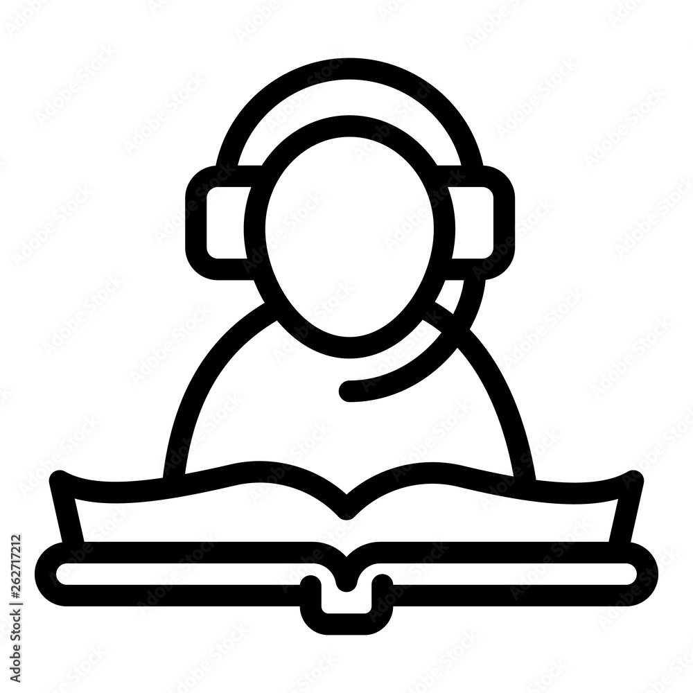 Poster reading an audio book icon. outline reading an audio book vector icon for web design isolated on whi