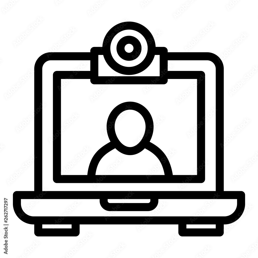 Poster web cam chat icon. outline web cam chat vector icon for web design isolated on white background