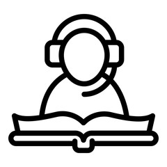 Reading an audio book icon. Outline reading an audio book vector icon for web design isolated on white background