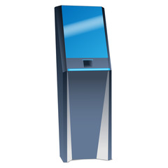 Futuristic kiosk screen icon. Realistic illustration of futuristic kiosk screen vector icon for web design isolated on white background