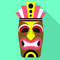 Ancient tiki idol icon. Flat illustration of ancient tiki idol vector icon for web design