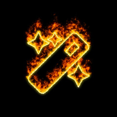 Fototapeta na wymiar The symbol magic burns in red fire