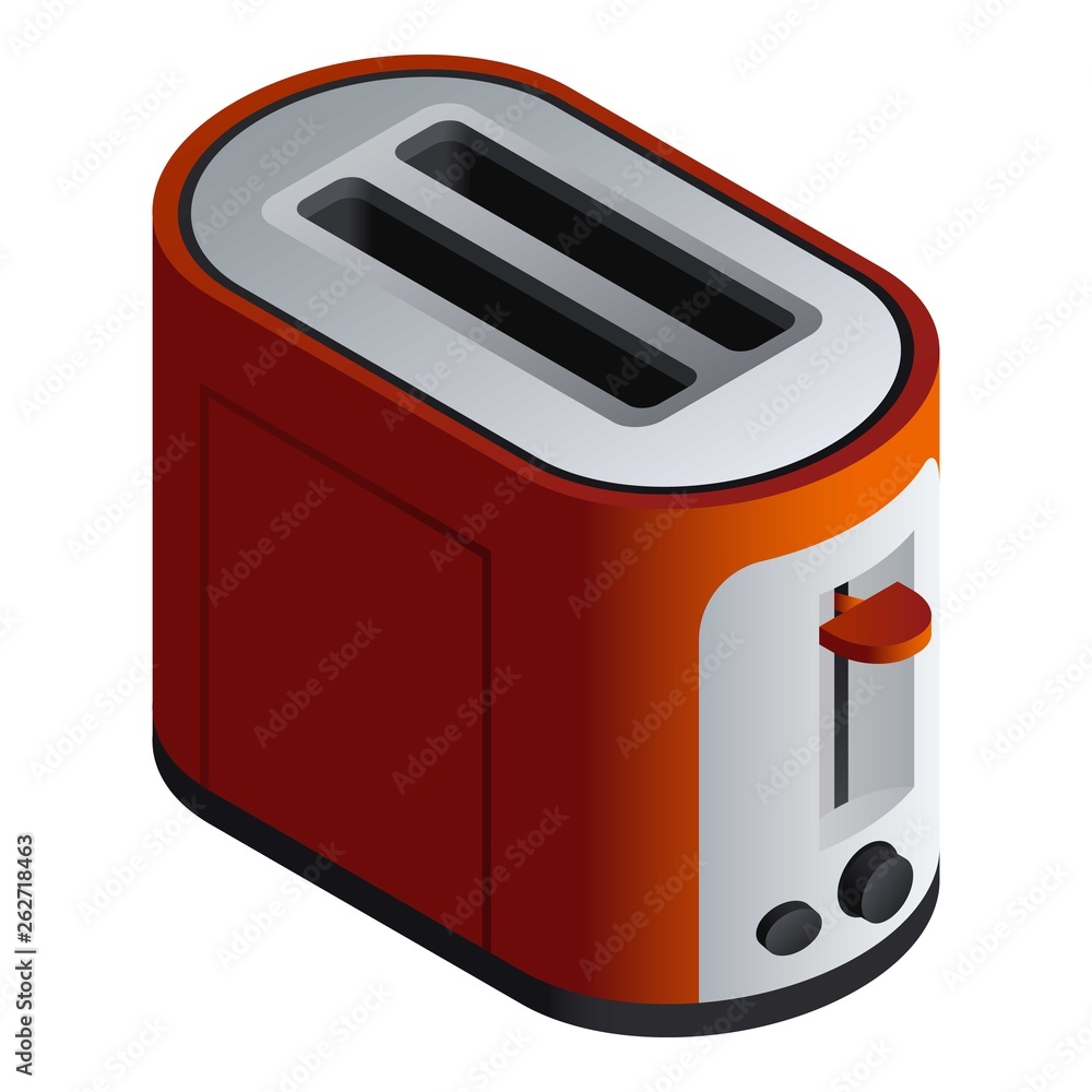 Poster red toaster icon. isometric of red toaster vector icon for web design isolated on white background