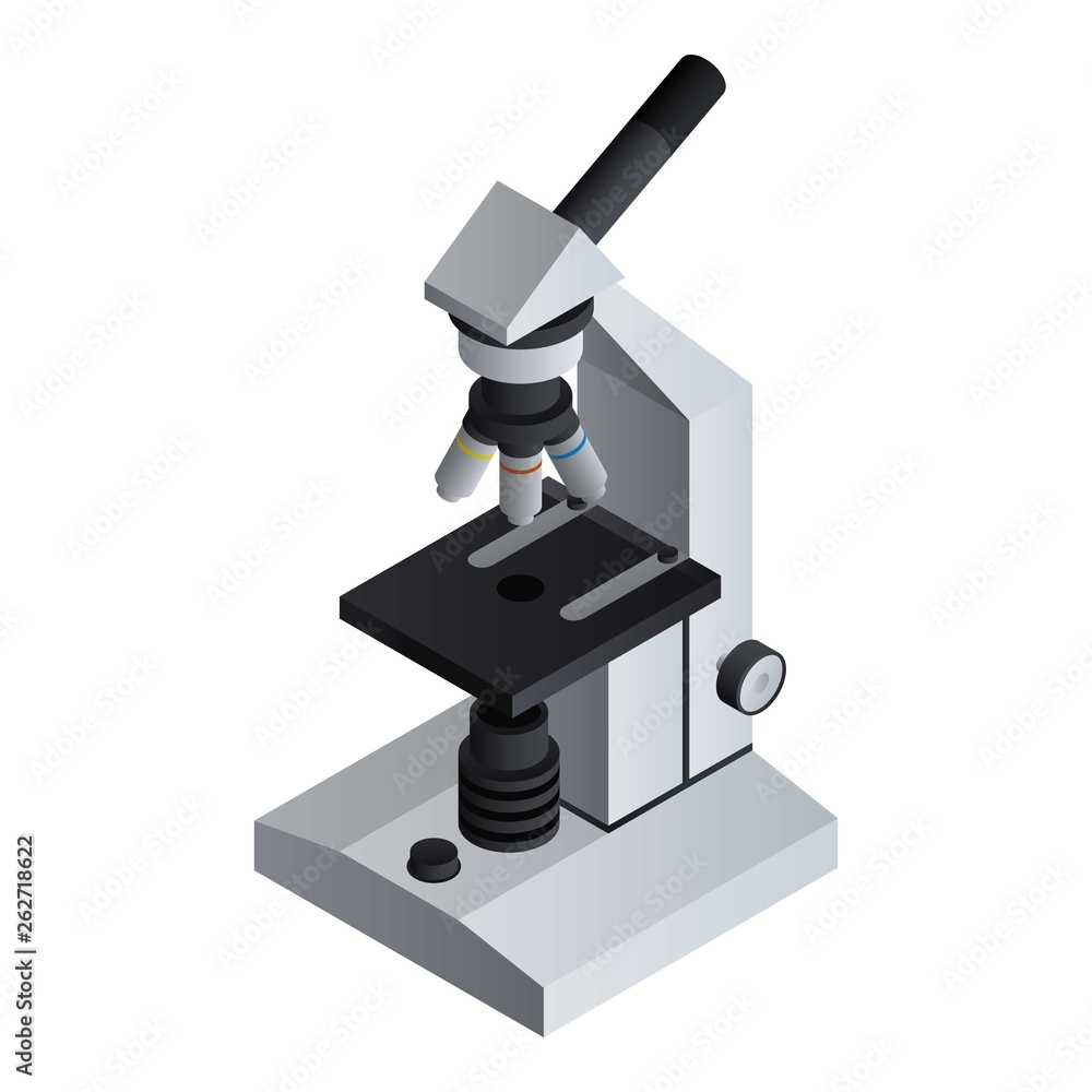 Poster dna microscope icon. isometric of dna microscope vector icon for web design isolated on white backgr
