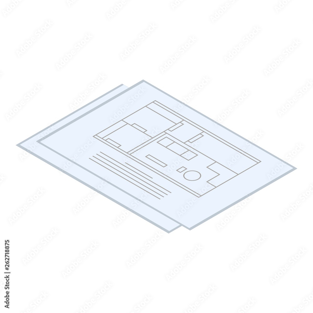 Aufkleber architect plan paper icon. isometric of architect plan paper vector icon for web design isolated on 