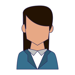 Businesswoman profile faceless avatar blue lines