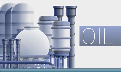 Fuel oil refinery concept banner. Cartoon illustration of fuel oil refinery vector concept banner for web design