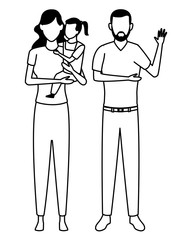 family avatar cartoon character in black and white