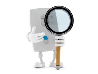 Pregnancy test character with magnifying glass