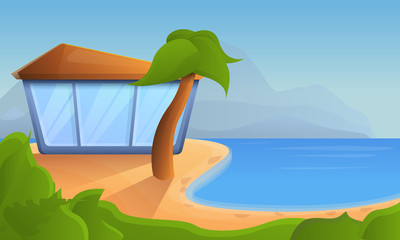 Tropical resort concept background. Cartoon illustration of tropical resort vector concept background for web design