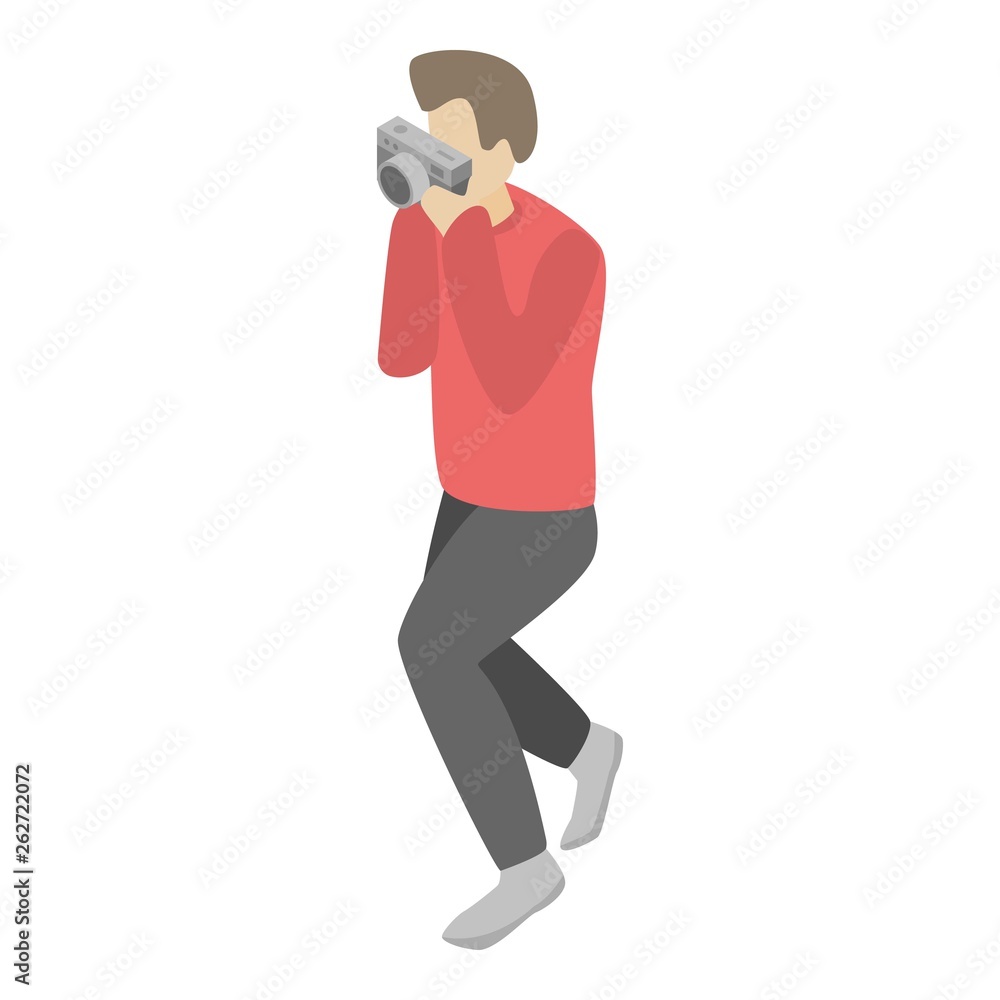 Poster retro camera take photo icon. isometric of retro camera take photo vector icon for web design isolat