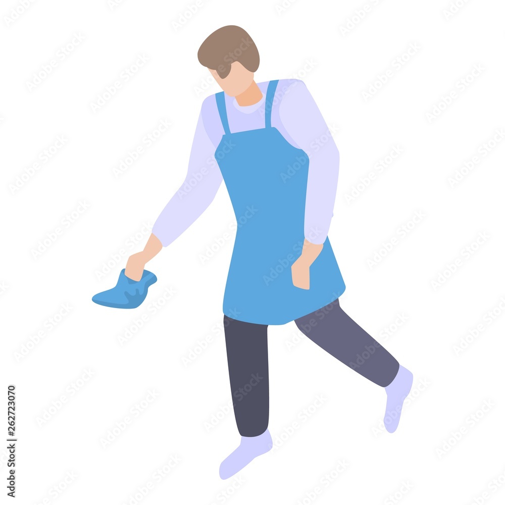 Poster man from cleaning service icon. isometric of man from cleaning service vector icon for web design is