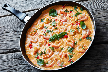 Shrimps in Coconut Sauce with blended veggies