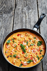 creamy Shrimps in Coconut Sauce, top view