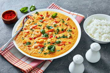 creamy Shrimps in Coconut Sauce with rice