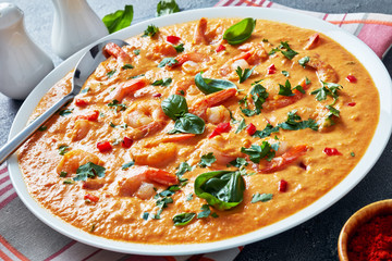 Shrimps in Coconut Sauce on a plate