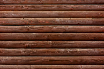 Modern walls are dark brown bars, dark texture.