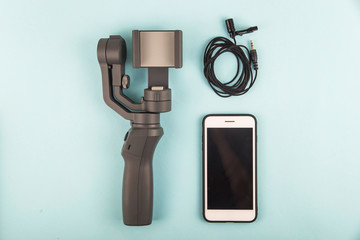 Modern simple set of equipment for video shooting on a smartphone