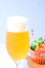 Happy time with beer and cheese and vegetables　ビールと野菜とチーズで幸せな時を！