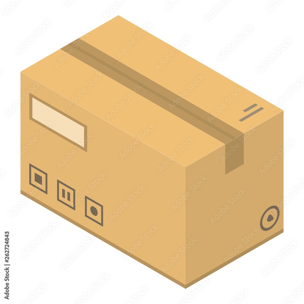 Poster big delivery box icon. isometric of big delivery box vector icon for web design isolated on white ba