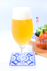 Happy time with beer and healthy snacks ビールとサラダで幸せな時を！