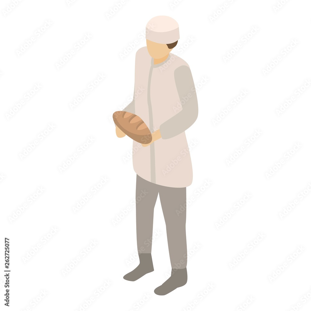 Poster bakery man icon. isometric of bakery man vector icon for web design isolated on white background