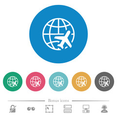 World travel flat round icons