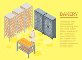 Bakery concept banner. Isometric illustration of bakery vector concept banner for web design