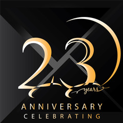 Anniversary 23 years numbers. Poster template for Celebrating 23 years anniversary event party. Vector illustration - Vector