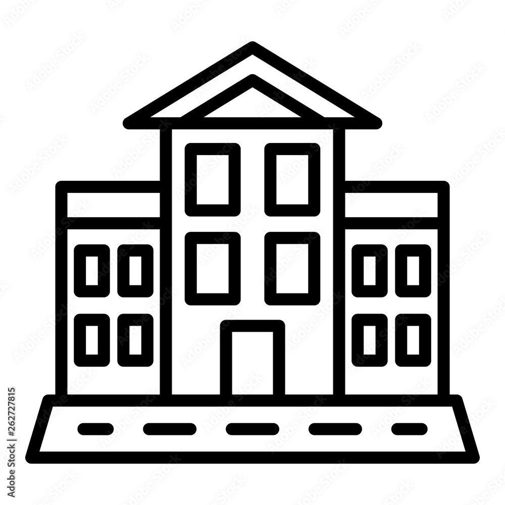 Poster school building icon. outline school building vector icon for web design isolated on white backgroun