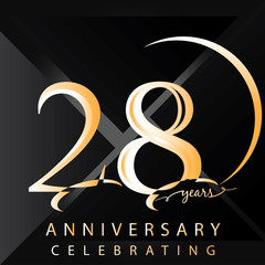 Anniversary 28 years numbers. Poster template for Celebrating 28 years anniversary event party. Vector illustration - Vector