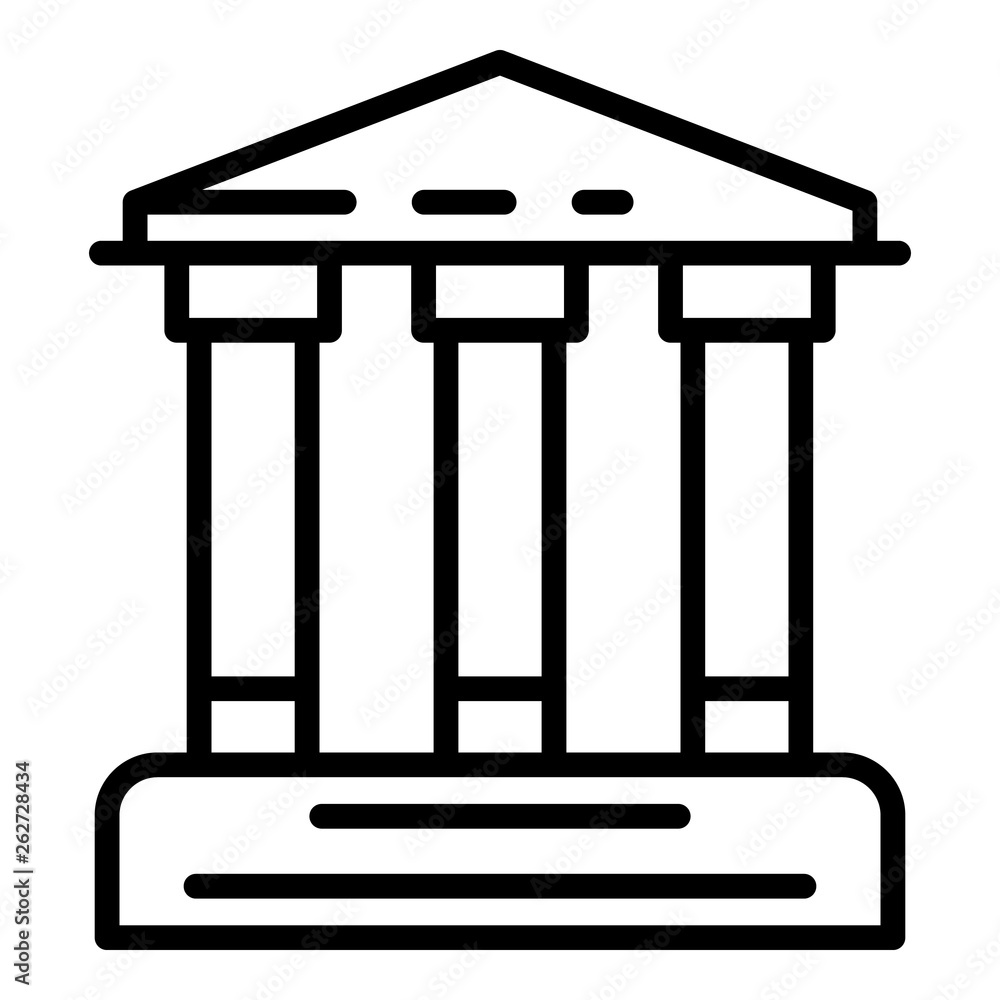 Poster bank building icon. outline bank building vector icon for web design isolated on white background