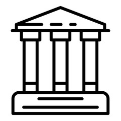 Bank building icon. Outline bank building vector icon for web design isolated on white background