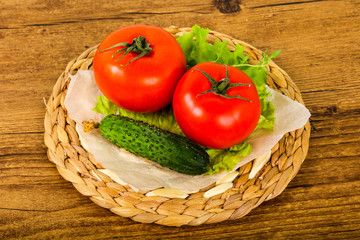 Cucumbers and tomatoes