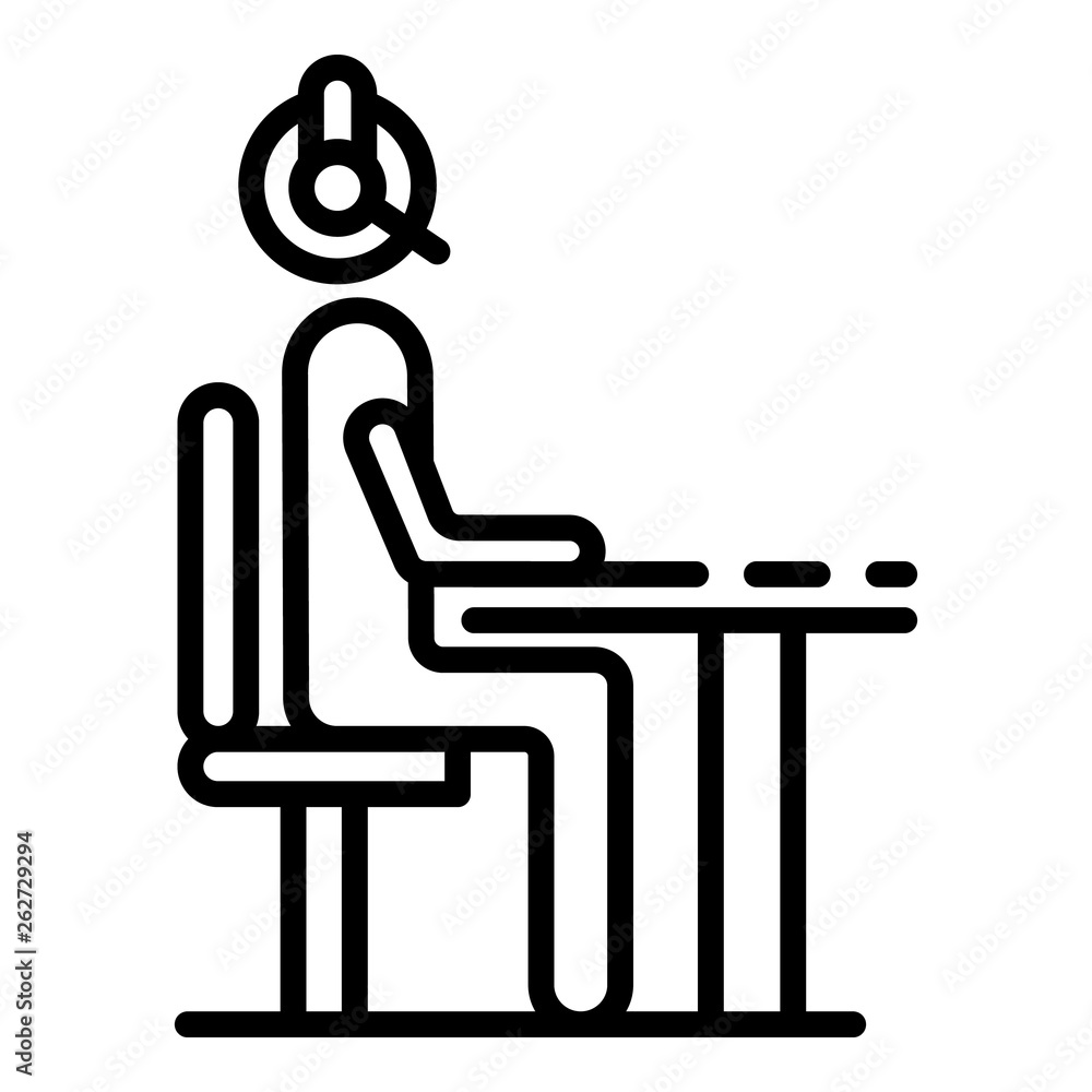 Poster man at call center office icon. outline man at call center office vector icon for web design isolate
