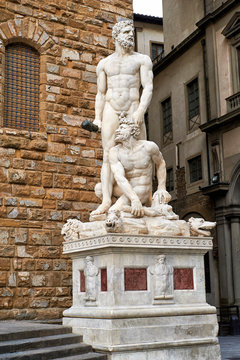 Statue of Hercules and Caucus by Baccio Bandinelli, Florence, Italy, Europe