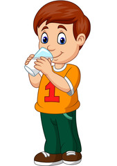 Cartoon boy drinking milk