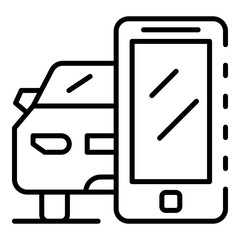 Smartphone car share icon. Outline smartphone car share vector icon for web design isolated on white background