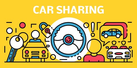Car sharing banner. Outline illustration of car sharing vector banner for web design