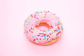 Donut close up. The concept of sweets and dessert.