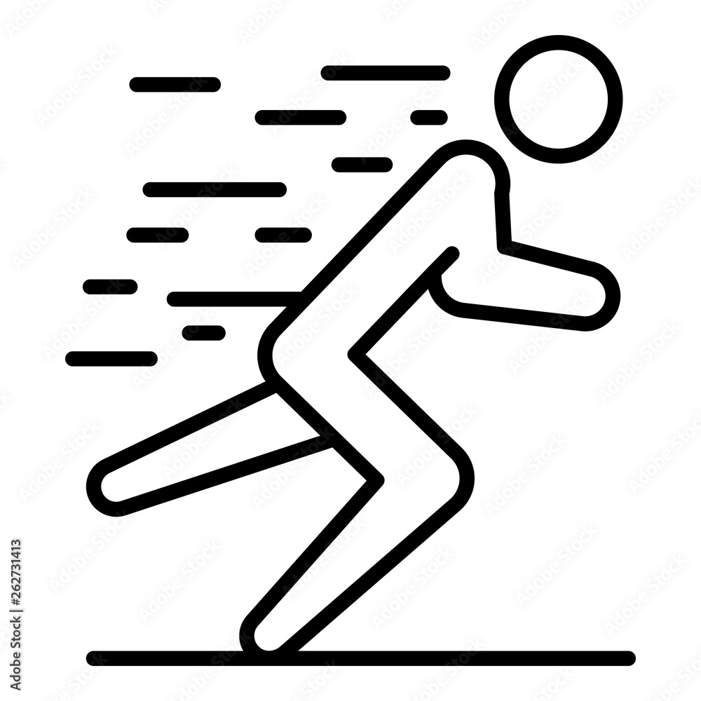 Poster man triathlon running icon. outline man triathlon running vector icon for web design isolated on whi