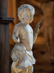 Ornate and Historic Wooden Statue of a Cherub